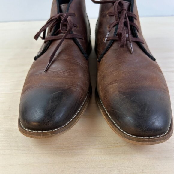 Joseph Abboud Men's Leather Shoes 8.5 D Oiled Graduated Brown Lace Up‎ Dress - Picture 6 of 11